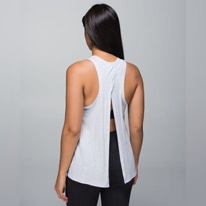 Lululemon Women’s All Tied Up Tank in Light Grey Fit S Open Back Athletic Top